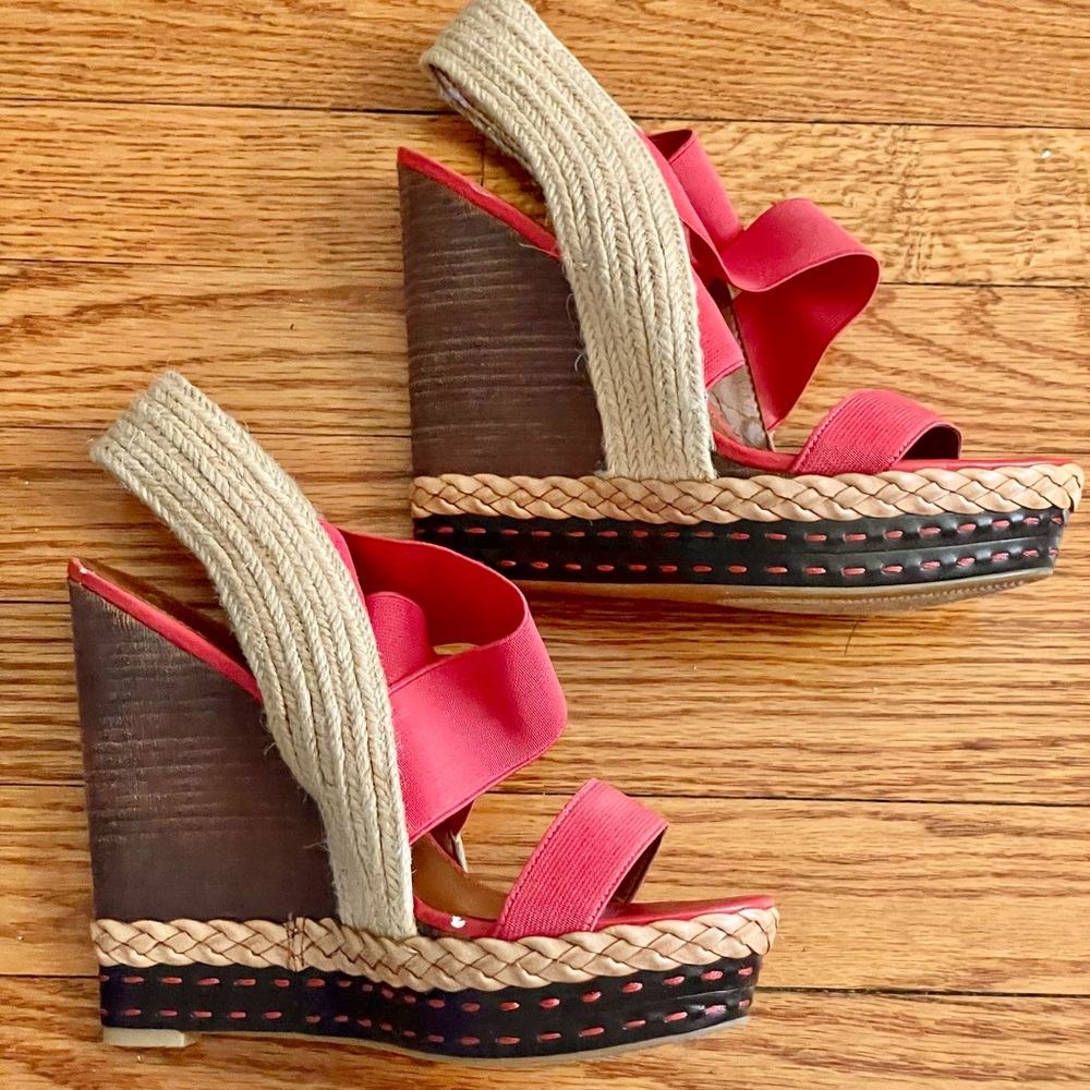 Boutique 9 Red and Brown Wedge Sandals